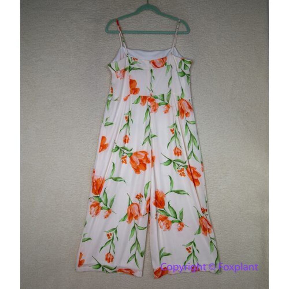 New! White House Black Market floral print tie waist wide leg jumpsuit, size 16 - Picture 7 of 12